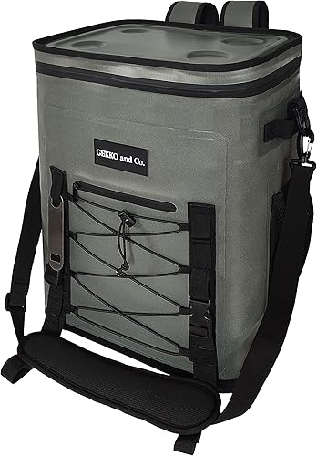 Gekko & Co. Mochila térmica grande impermeable y a prueba de fugas, hielera de cerveza de playa con compartimento ideal para viajes, picnic,