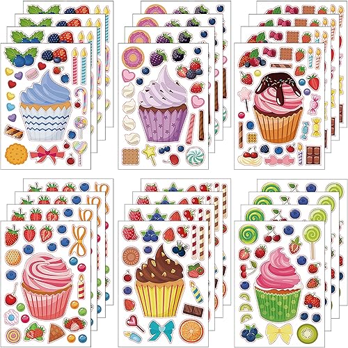 Make-a-face - Juego de calcomanías para hacer una magdalena de helado para niños y niñas, calcomanías para manualidades, hazlo tú mismo, para hacer