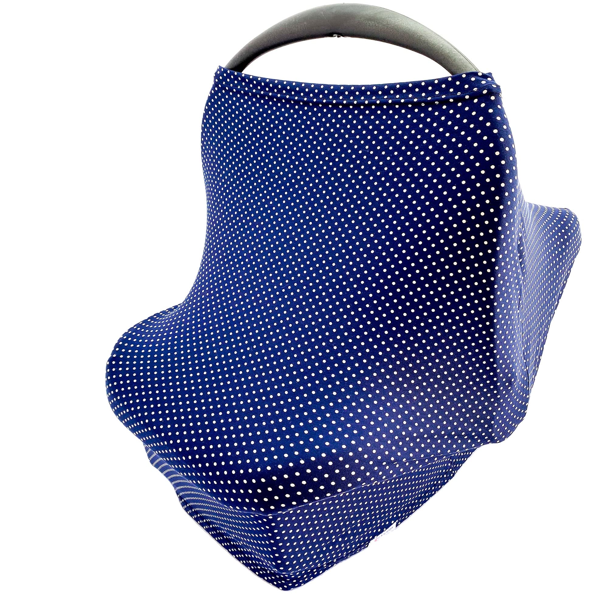 D&D Baby Fashion Trends Ultra Soft Stretchy Breastfeeding Nursing Cover, (Navy Blue White Polka Dots)