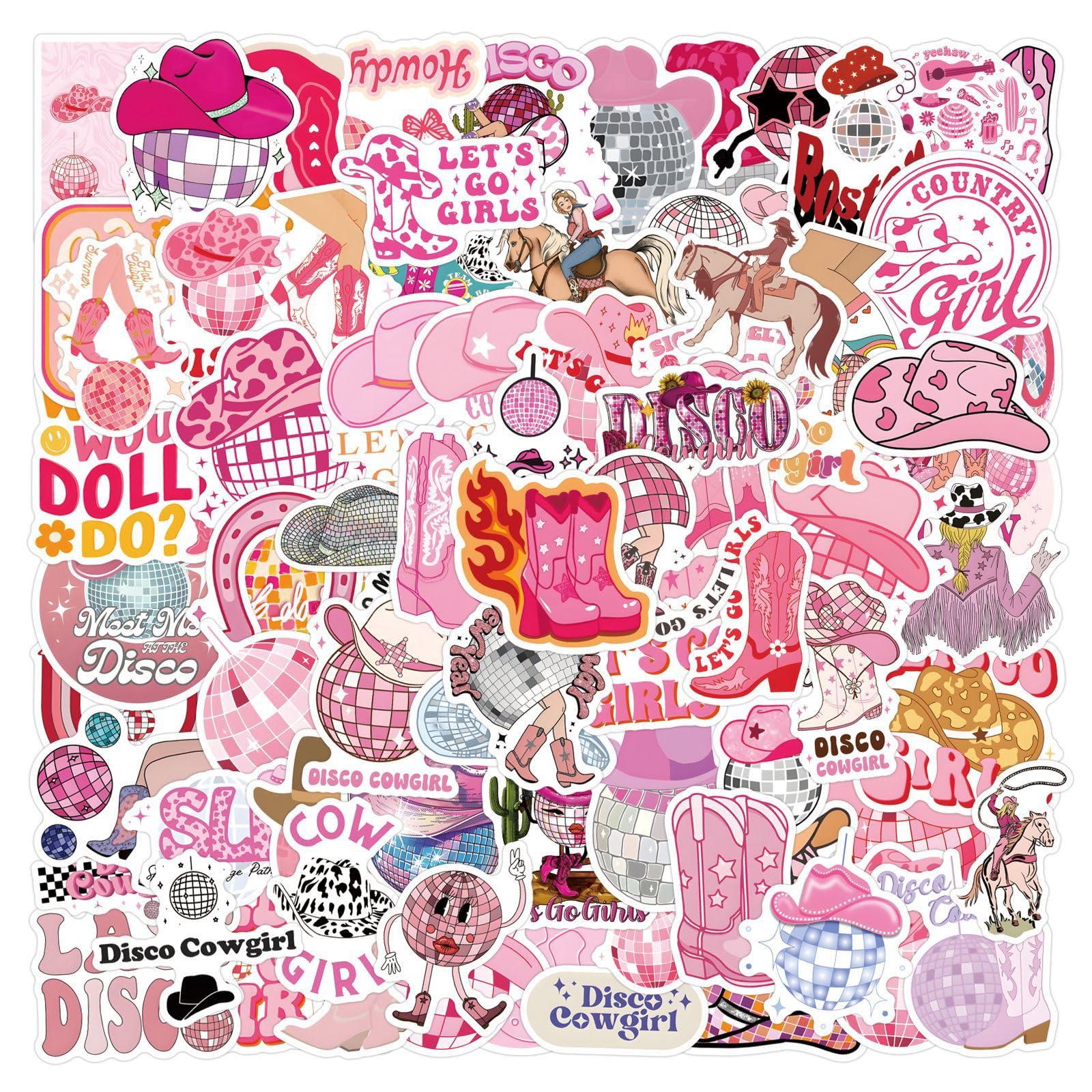 Tuyatezhi Girls 110Pcs Disco Cow Stickers For Boys Child Adults Teens,West Cow Stickers For Skateboard,Laptop,Water Bottles,Bicycle,Computer,Pvc Waterproof Vinyl For Wall,Graffiti Stickers Pack