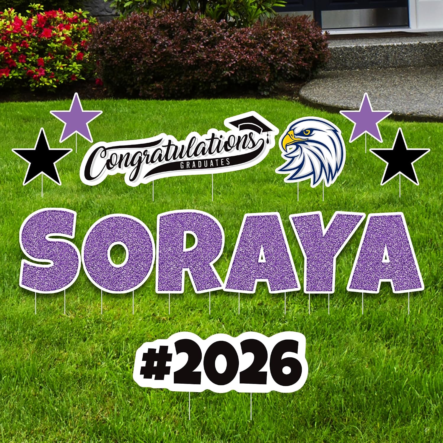 Personalized Graduation Yard Sign Letters 18", Custom Graduation Yard Cutouts Congratulations Grad 2026 Yard Décor With Metal Stakes