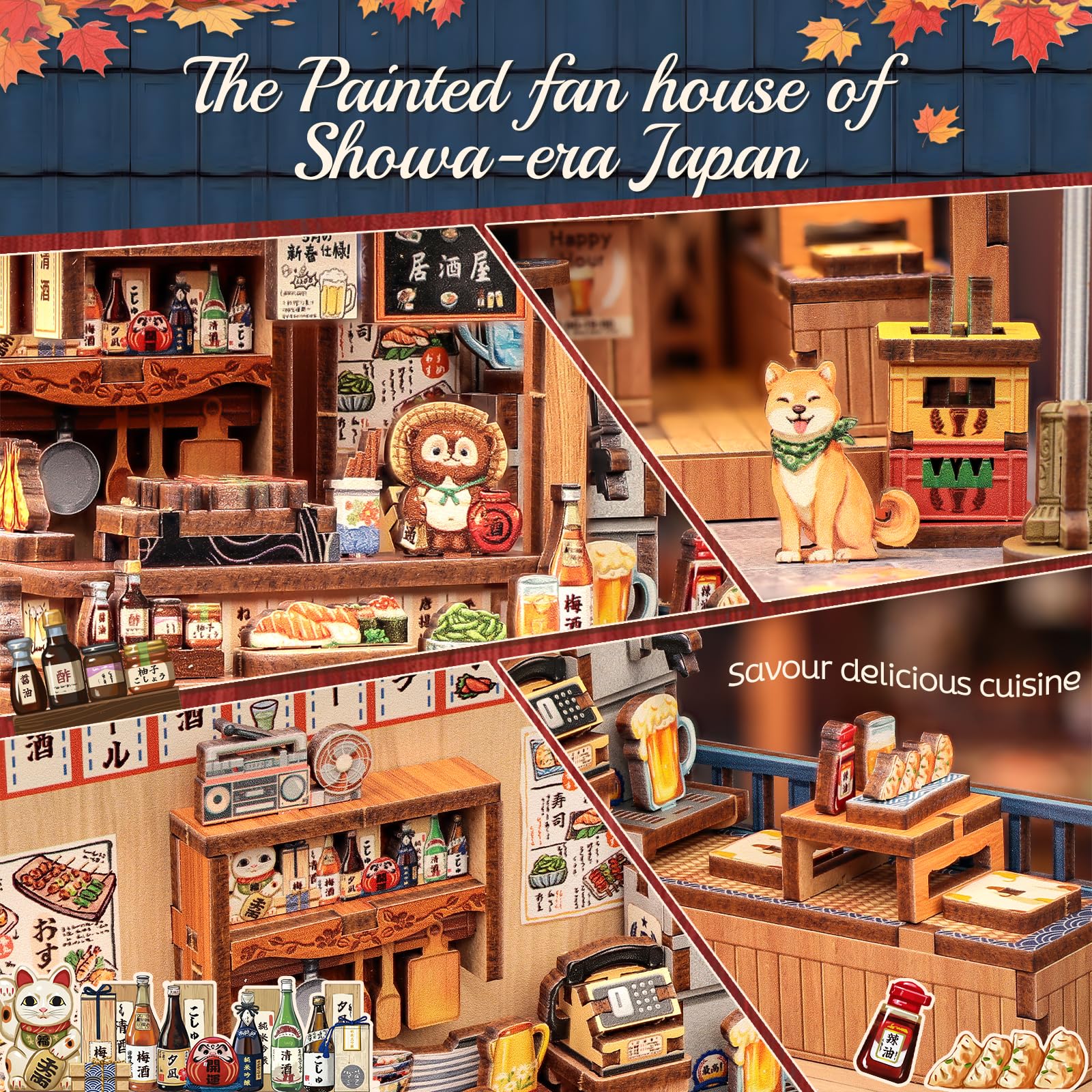 Cutefun Japanese Book Nook Kit - Kit Miniature per Libreria DIY per Adulti, Piccola Casa Puzzle 3D in Miniatura Regalo Artigianale per Donne, Ragazzi e Amanti della Lettura (Izaka-ya Kurosawa)