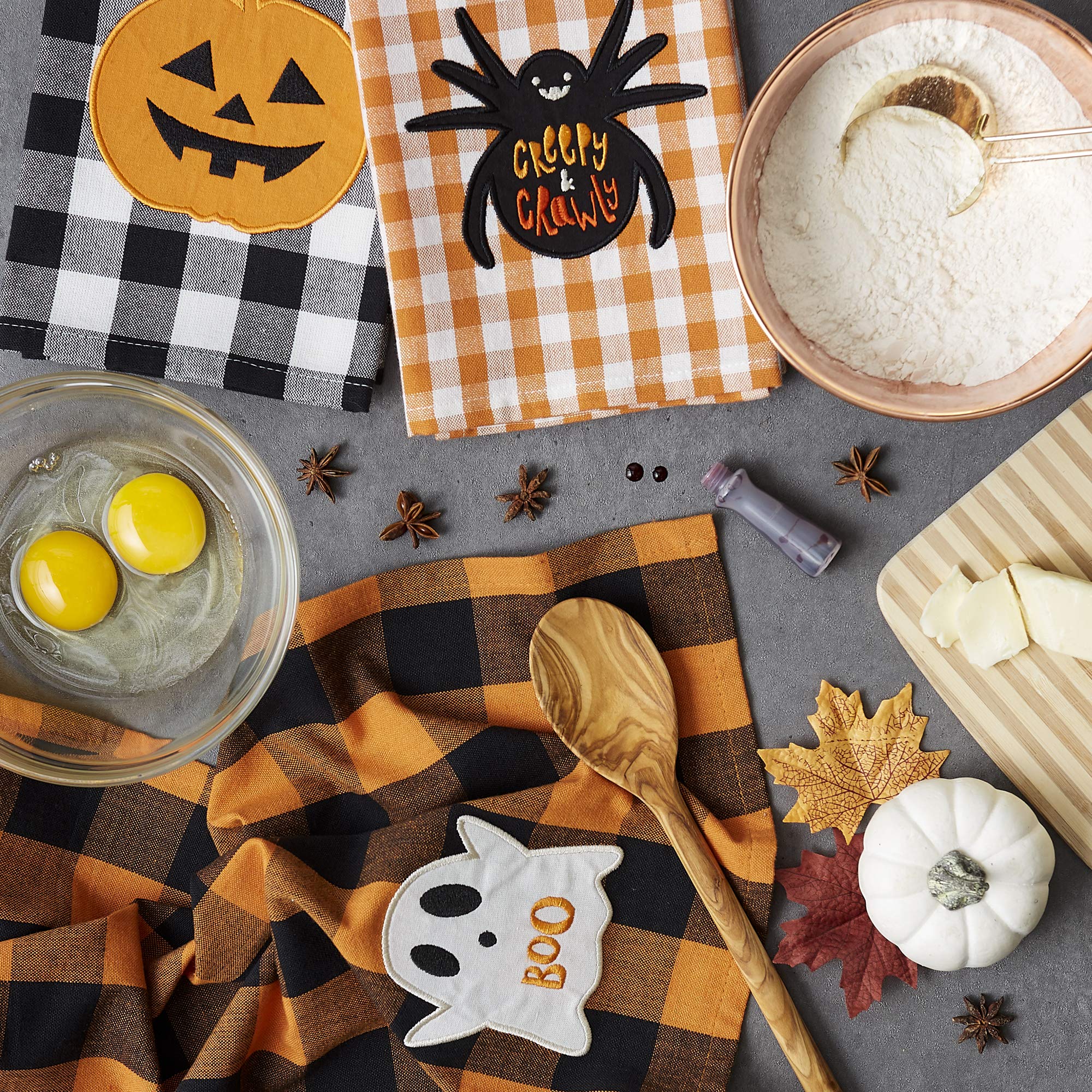 Lot De 3 Torchons Halloween En Coton - Motif Citrouille Boo, 45,7 X 71,1 Cm - 11