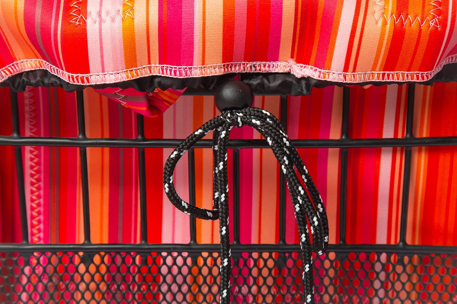 Bike Basket Liner, Beach Bag & Travel Tote All in ONE Bag Away We Go - Waterproof Neoprene Striped Reversible Prints Two Large Zipper Pockets Two Carrying Handles Locking Draw String Toggle