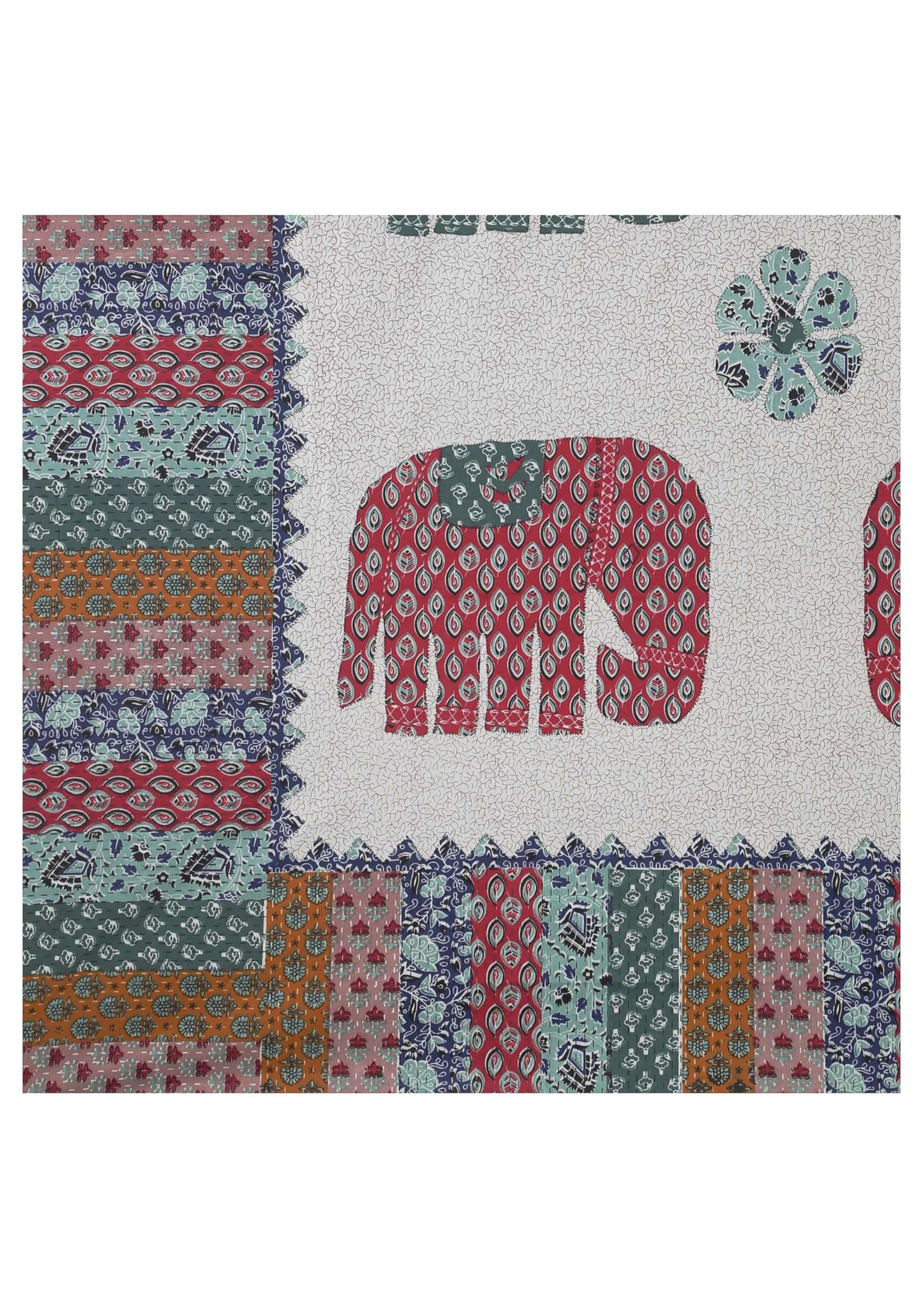 Trance Home Linen 108TC 100% Cotton Diwan Set|Hand Block Jaipuri Printed Design (Set of 8 Piece, 1-Bed Sheet 50x90 Inch|2-Bolster Cover 16x31 Inch|5-Cushion Cover 16x16 Inch)-Tree of Life, Multicolour 1