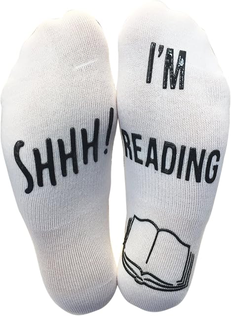 'Shhh I'm Reading' Funny Novelty Socks - Great Gift For Those People Who Love A Good Book! (Ankle Lounge Socks)