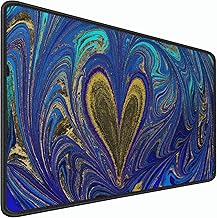 Large Mouse Pad, 31.5x15.7 inch Large Extended Computer Keyboard Mouse Mat, Water Resist Non-Slip Mousepad Rubber Base Long XXL Desk Mouse Pad for Work & Gaming, Office & Home, Blue Heart