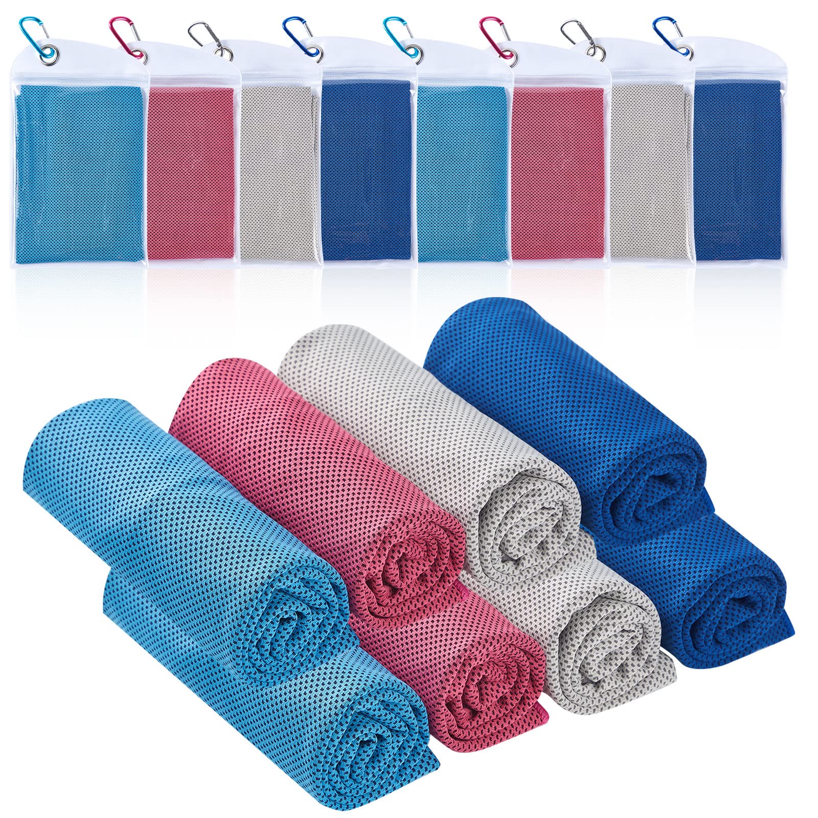 XJSGSCooling Towel Microfiber Towel Fast Drying Super Absorbent Ultra Compact Cooling Towel for Sports Workout Fitness Gym Yoga Pilates Travel Camping & More (8 Packs) (8 Packs)