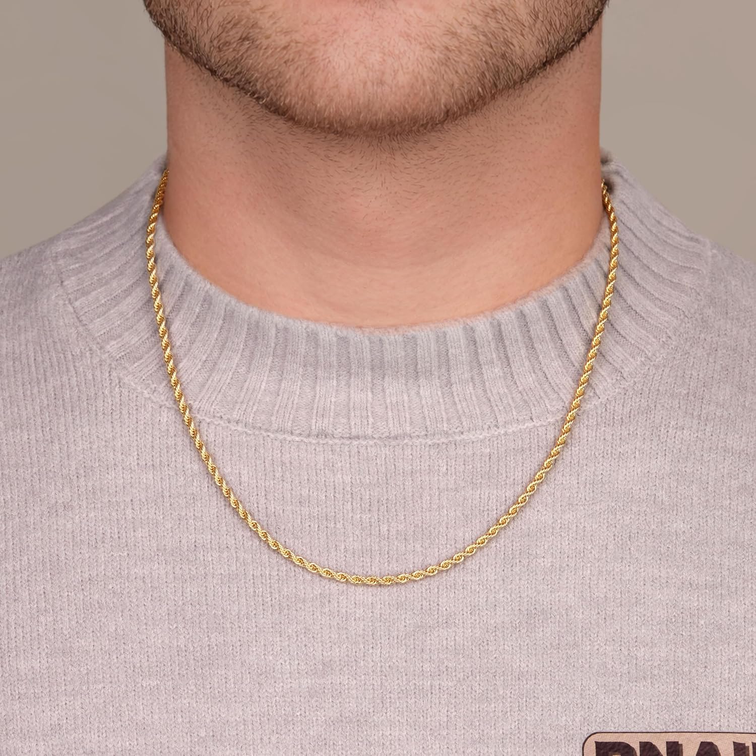 Rope Chain Necklace for Men Women, 316L Stainless Steel Twist Link Chain for Men, Gold Silver Black Tone, Hypoallergenic Waterproof Jewelry Gift for Him Her 3mm 4mm 5mm, 16/18/20/22/24/26 Inch - Image 7