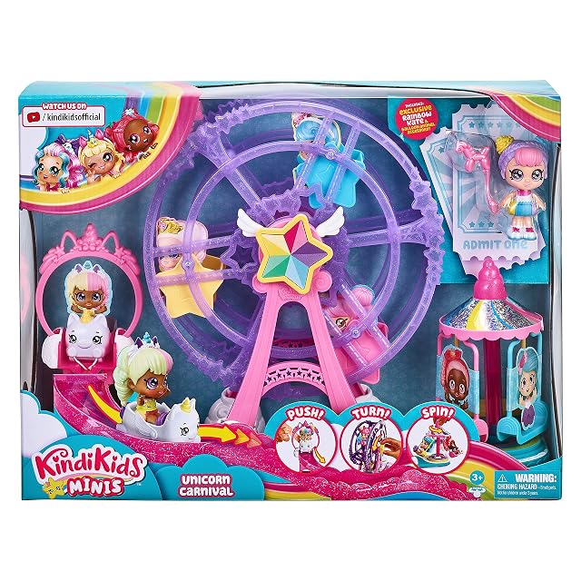 Foto 2 de 8 de Kindi Kids Minis Collectable Ferris Wheel Carnival Playset and Rainbow Kate Posable Bobble Head Figurine