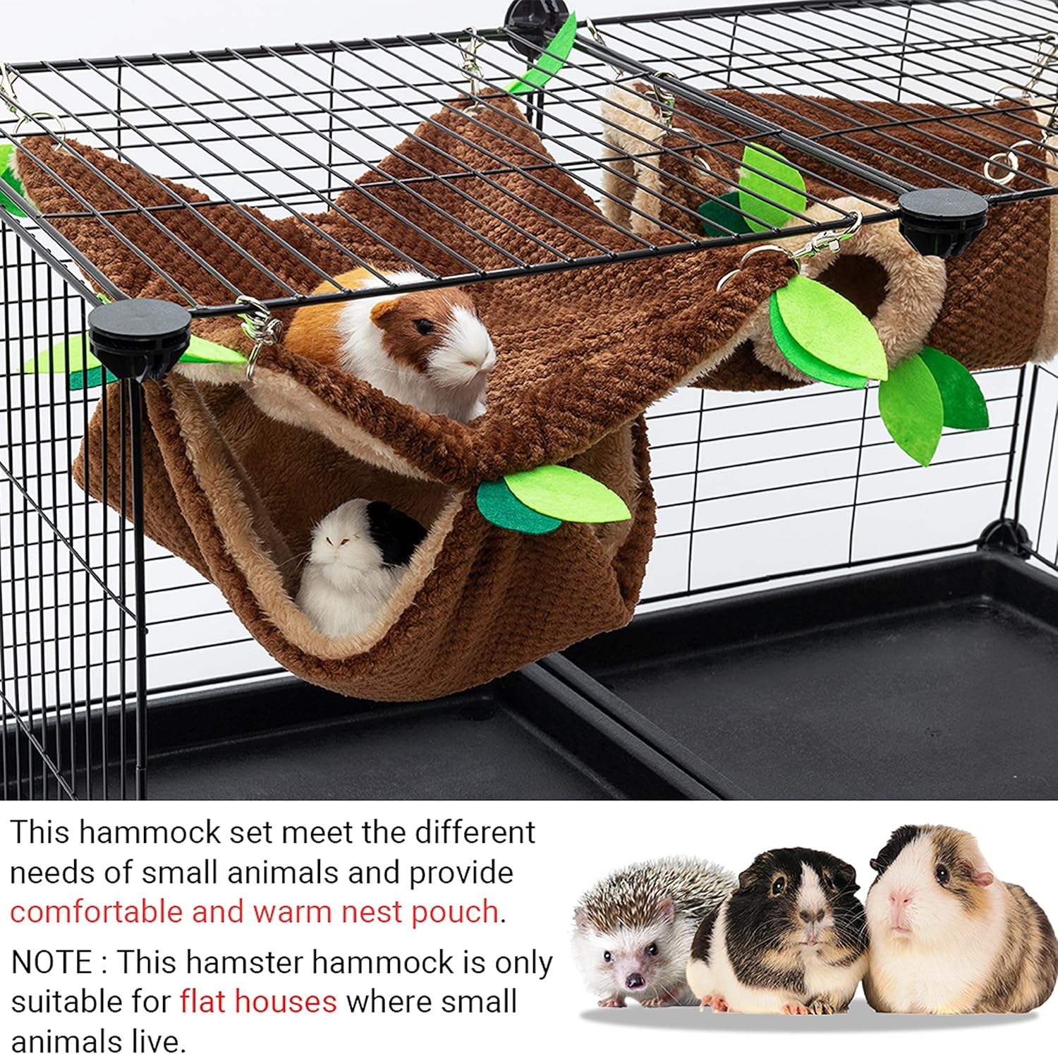 Small Animal Hammock - Hanging Hammock & Tunnel Hideout for Guinea Pig Hamster Parrot Rat Chinchilla - Warm Swing Plush Cage Bed Washable Pet Hammock 4 91oDBDOwrzL. AC SL1500