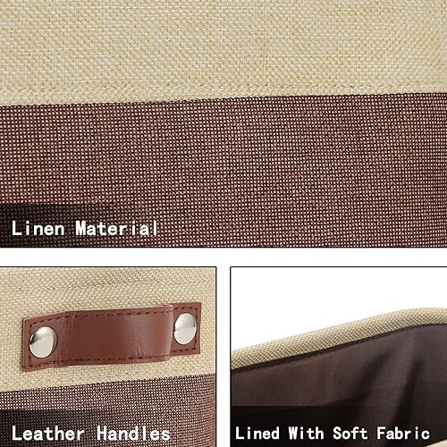 Vista 296 de HNZIGE - Canastas pequeñas de tela para organización (paquete de 6) canastas plegables de almacenamiento para estantes, armarios, lavandería, Asas