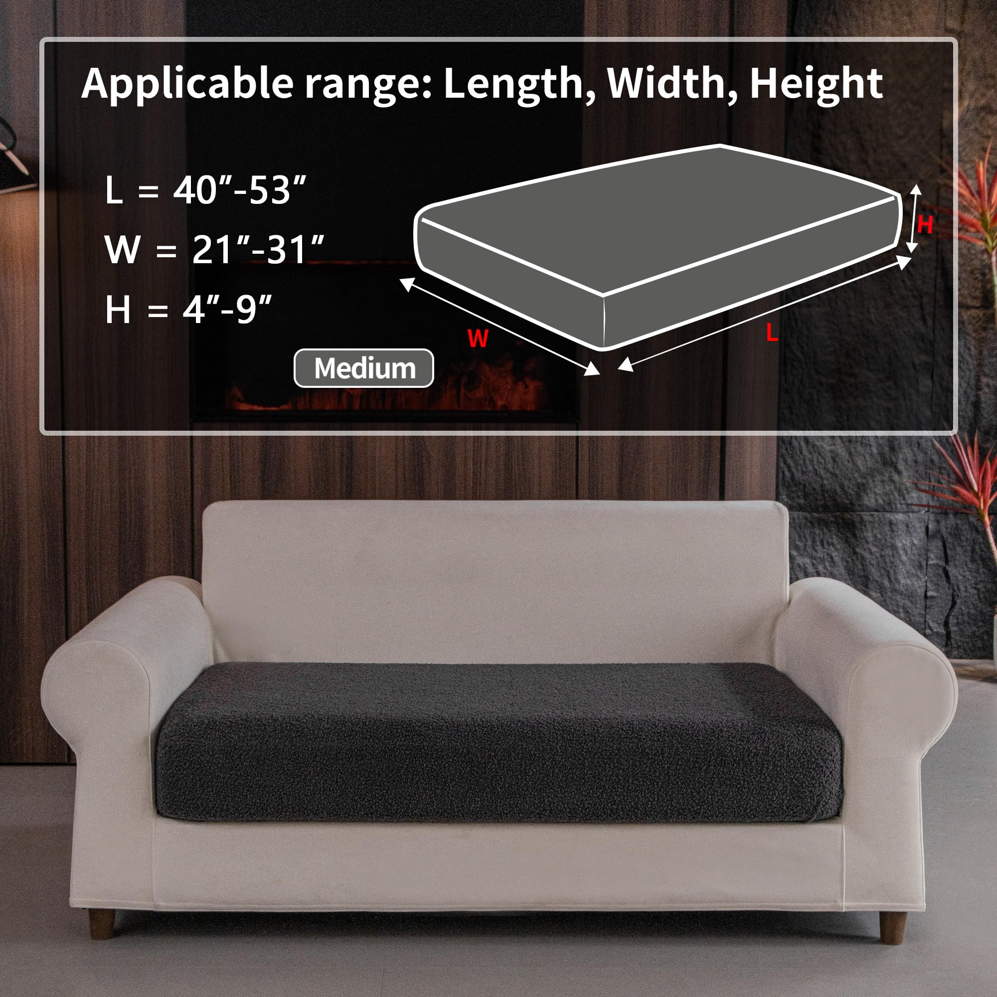 OHSIO Sofa Covers for Sectional Stretch Cushion Cover, Soft Flexible Non-Slip Slipcovers - Image 2