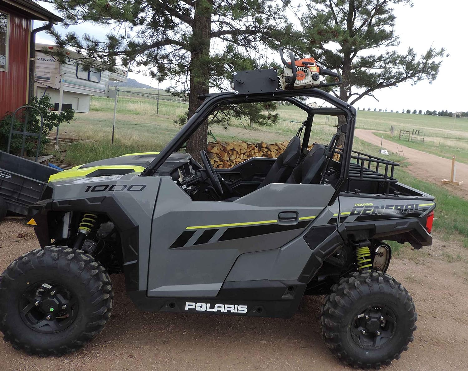 UTV Profile Tube Chainsaw Mount –RCM-3012-PF Fits 2018-2026 Polaris Ranger, General, Can-Am Defender, Maverick Trail, & CF Moto – Machined HDPE Scabbard – Made in USA