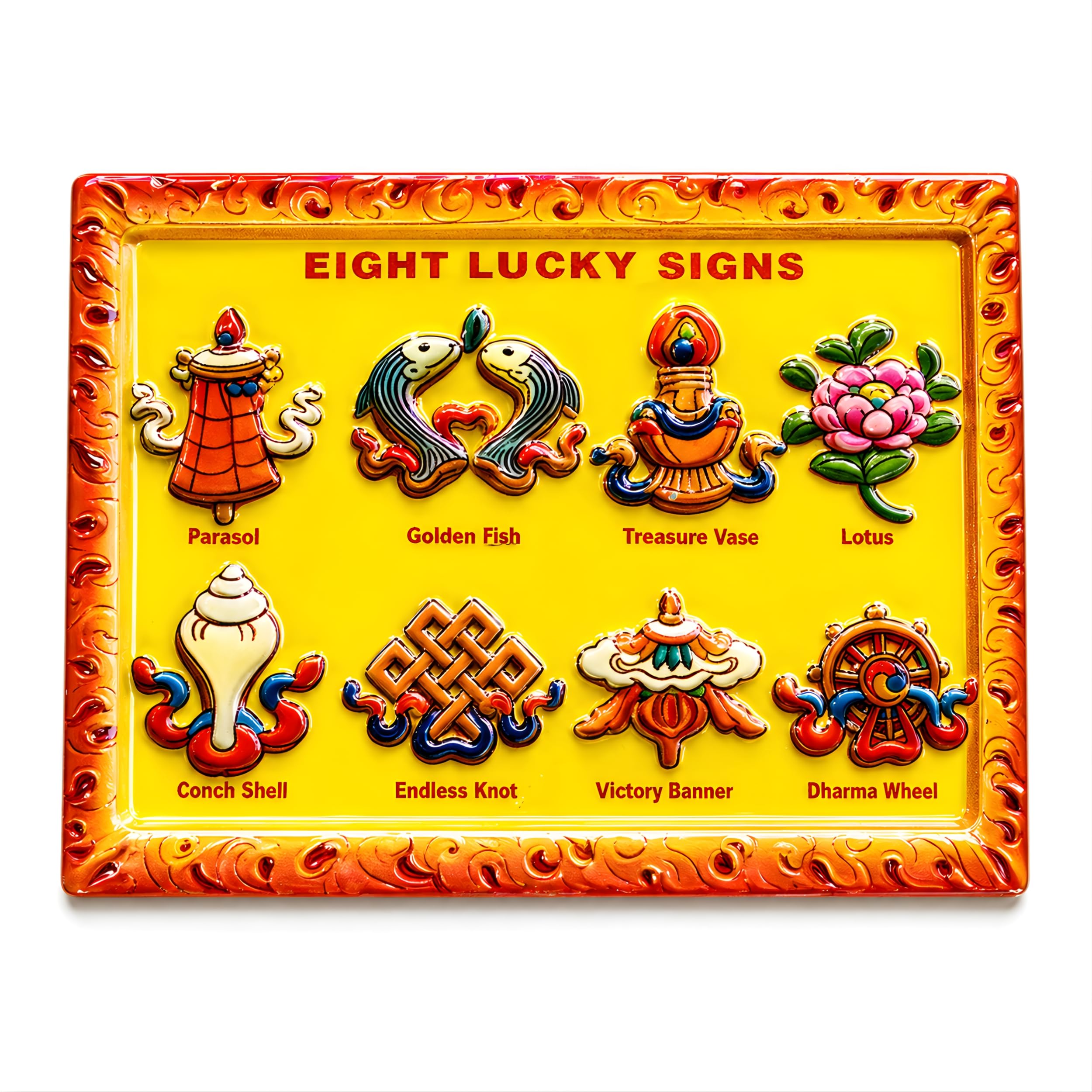 Eight Lucky Symbols Fridge Magnet | Tibetan Buddhist Auspicious Signs Refrigerator Magnet | Good Luck Spiritual Decor | Vastu Gift Home Kitchen Office-image-9