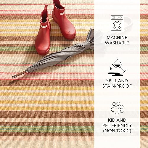 Miniatura 3 de Dash & Albert Sienna Stripe - Alfombra lavable a máquina, 2.5 x 8 pies, patrón de rayas múltiples