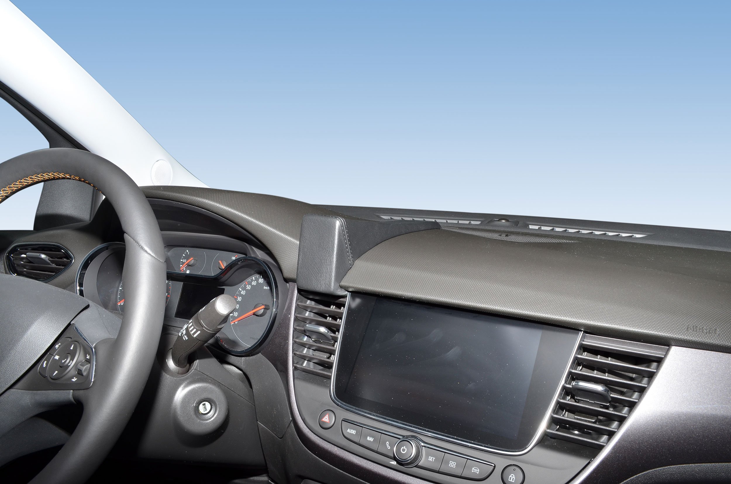 KUDA Handyhalterung passend für Opel Crossland X ab 06/2017 & Opel Crossland ab 2020 (Facelift) - Telefonkonsole für Smartphones, Handys, Navi und mehr – Kunstlederkonsole, schwarz, 6965