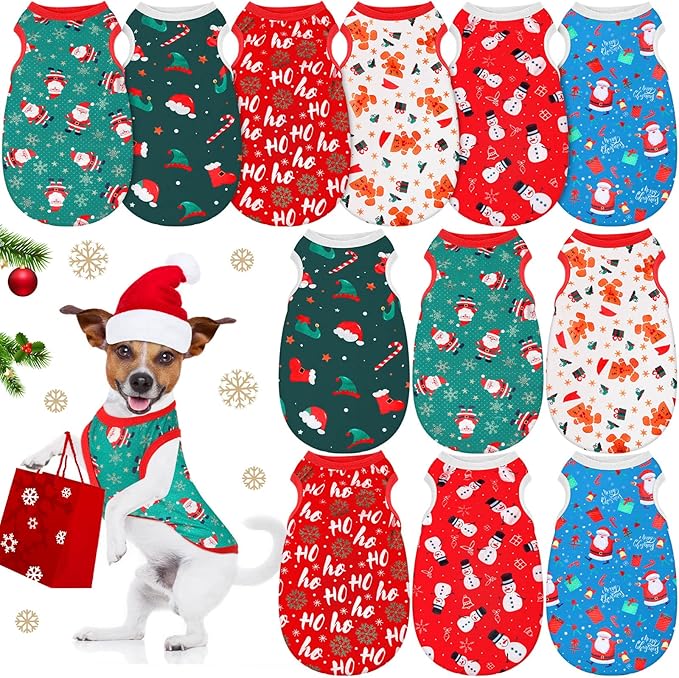 12 Pieces Christmas Dog Shirt Bulk Dog Christmas Outfit