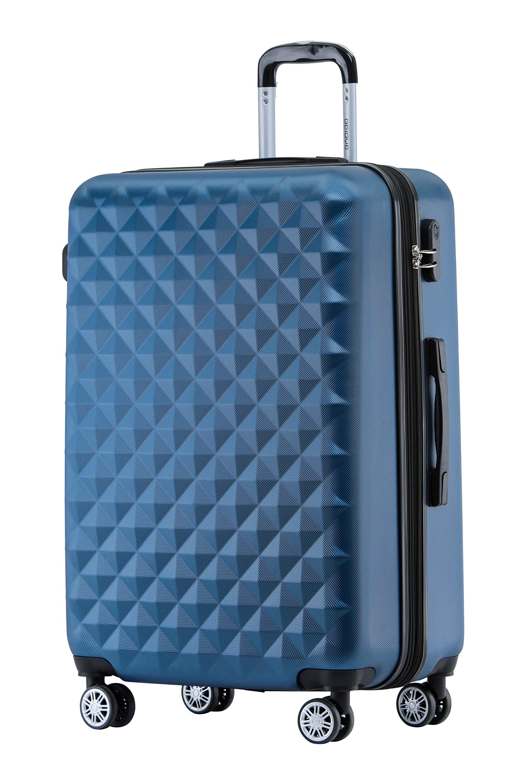 BEIBYE Zwillingsrollen 2066 Hartschale Trolley Koffer Reisekoffer Gepäck M-L-XL-Set (Blau, XL)