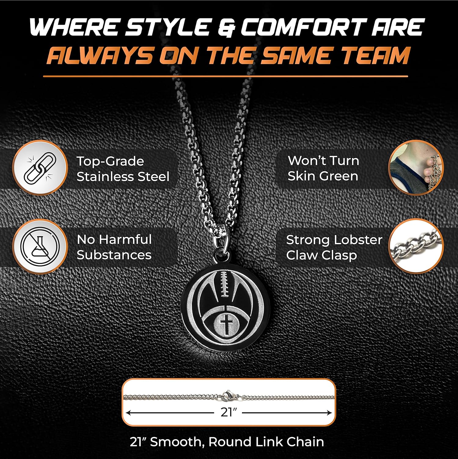 Athletes Necklace With Inspiring Bible Quote – Choose Your Quote, Silver Cross Necklace for Men and Women That Love Sports – Makes a Unique, Inspiring Gift for Athletes. Baseball, Basketball, Football, Hockey and Soccer Available. - Image 5