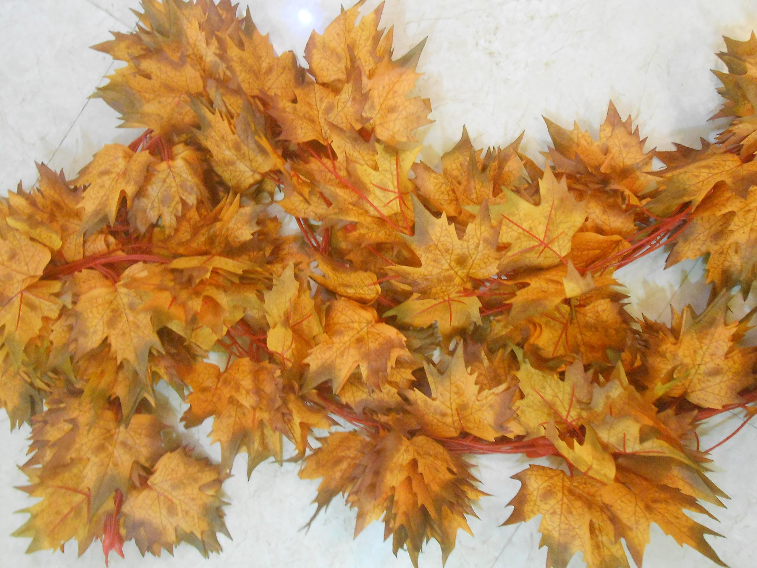 Samriddhi Artificial Leaves Garlands/Creepers Brown Maple Leaf for Decoration - Pack of 2 (Assorted Shapes/Color/Size As Per Stock)