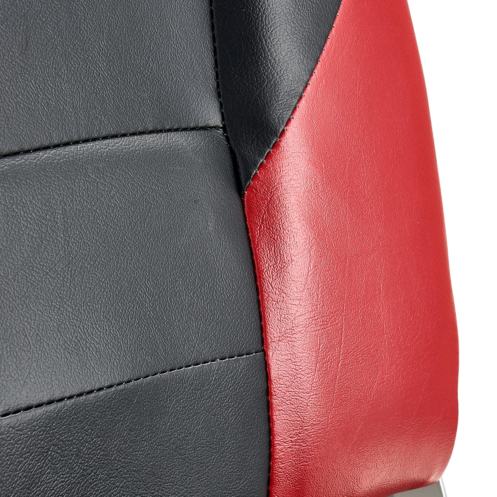 VEVOR Sedile per Barca Yacht Schienale Alto, Sedile Pieghevole per Barca Cuscino in Spugna Ispessita Pelle in PVC Impermeabile, Cerniere in Lega di Alluminio, Sedile per Navi, Nero Rosso 2 Pz