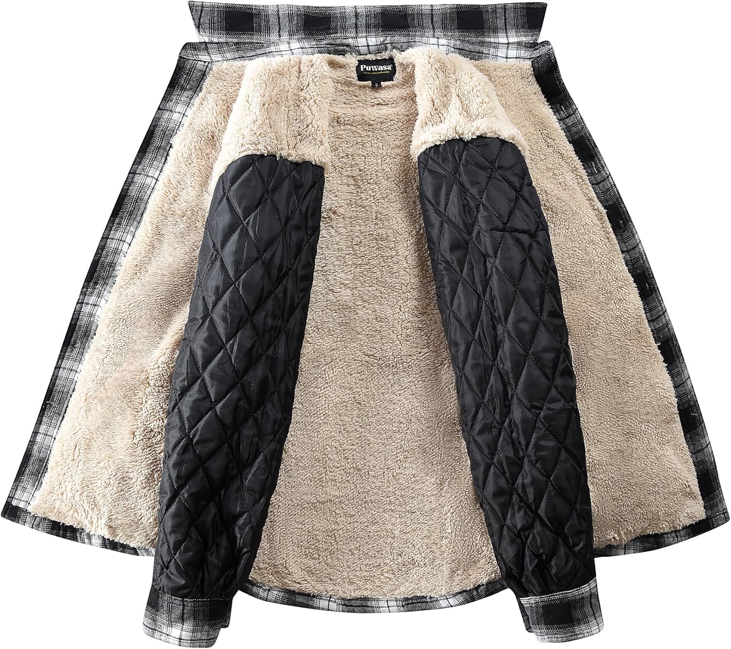 Men's Sherpa Lined Cotton Flannel Shirt Jacket Button Down Long Sleeve Fleece Jacket for Men - Image 4