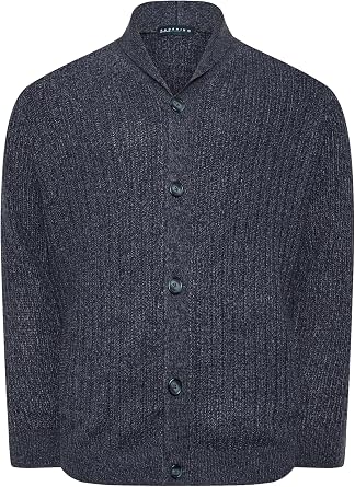 BadRhino Big & Tall Mens Knitted Shawl Cardigan Navy