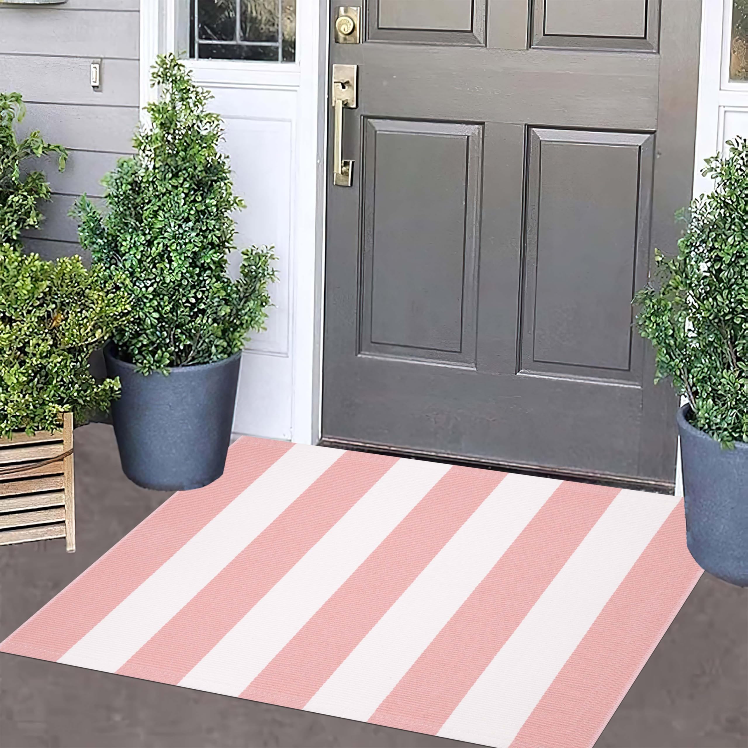 Felpudo Exterior Rosa y de 60 x 90 cm, Lavable y con Varias