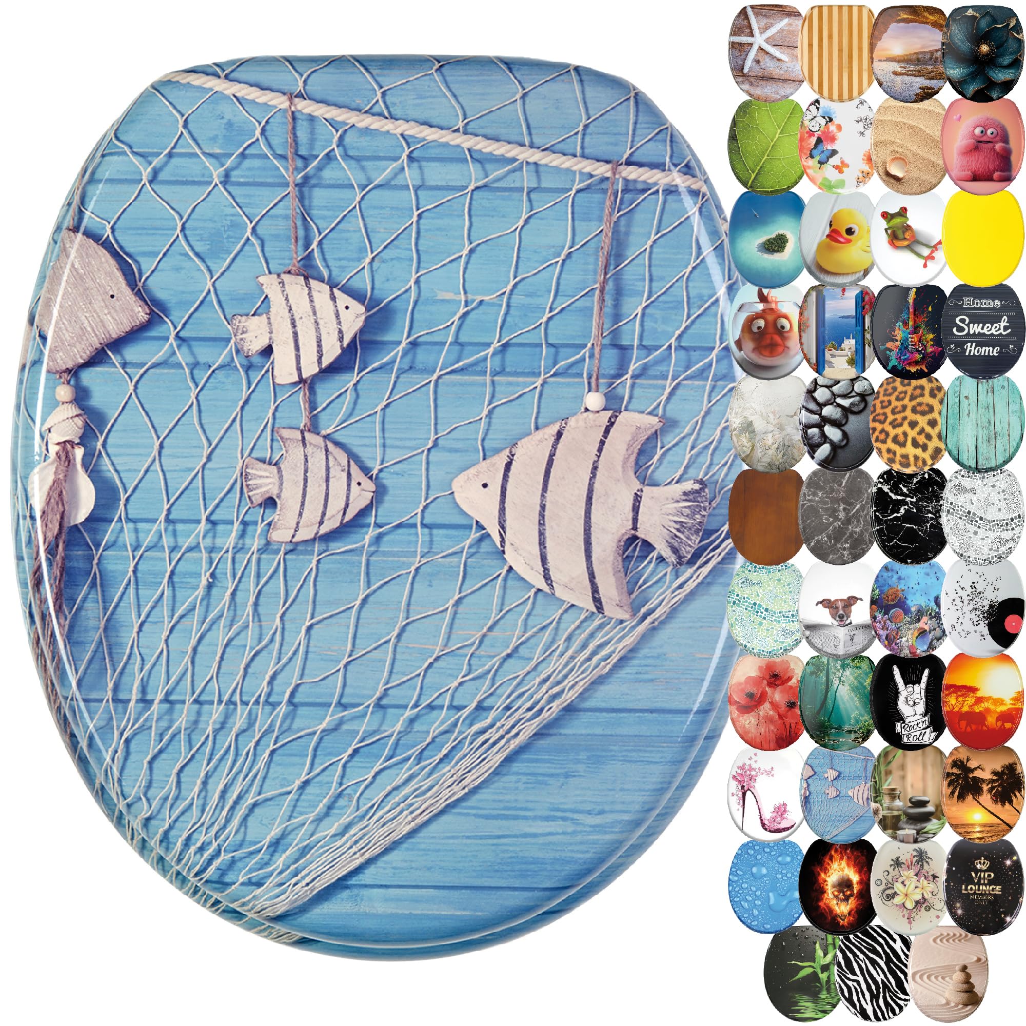 Sanilo Soft Close Toilet Seat, Wide Choice of New Toilet Seats, Stable Hinges, Easy to Mount (Seafaring) — image 1