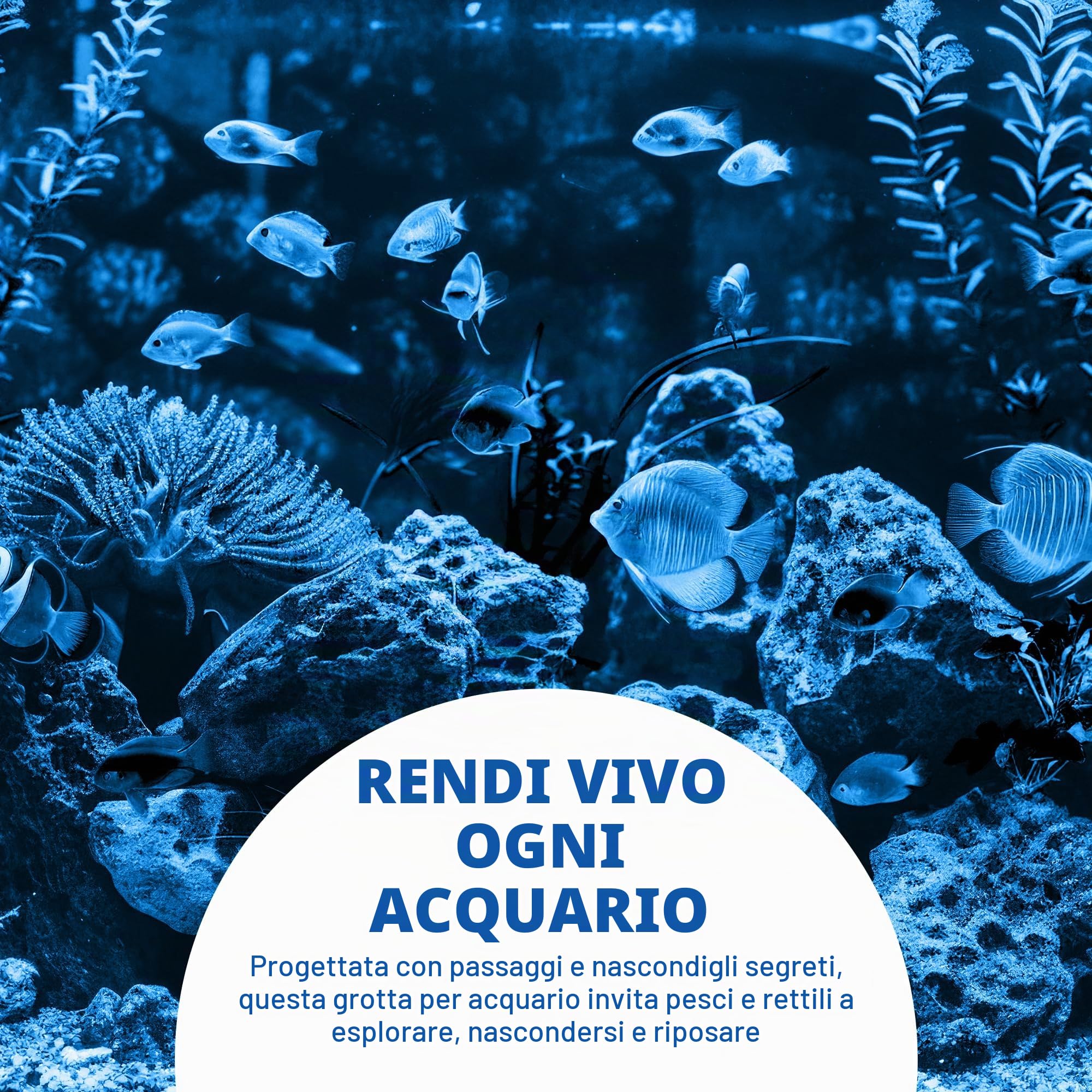Penn-Plax Castello Decorativo per Acquario, Parte B, Marrone Scuro, Crema, Blu