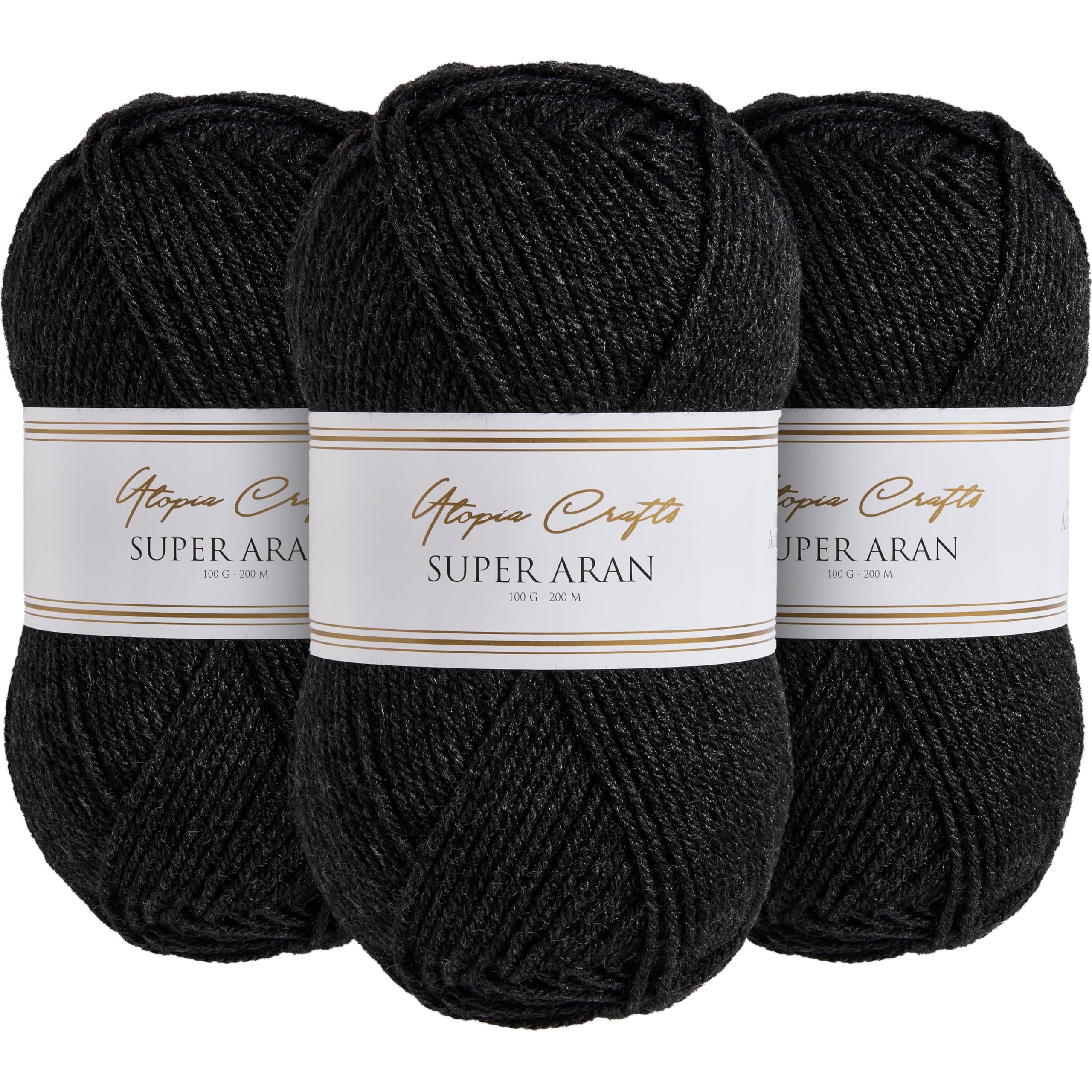 Utopia Crafts Super Aran Knitting and Crochet Yarn 3X 100g (Charcoal Grey)
