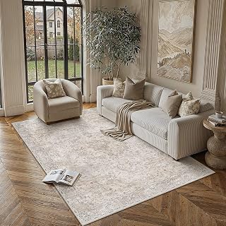 HUGEAR Beige Area Rugs 5x7 Washable Rug Indoor Carpet