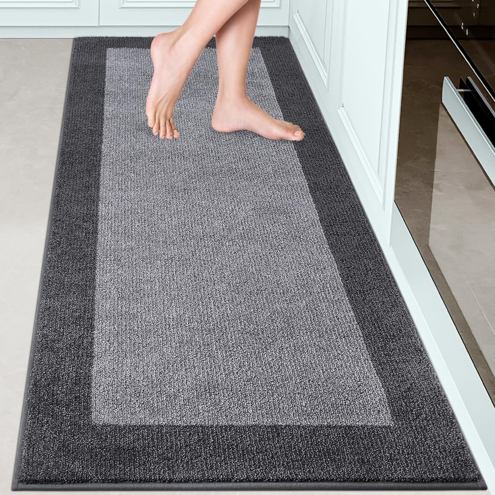 Tapis Cuisine 60 x 178 cm, Tapis Couloir Interieur Antidérapant et Lavable en Machine, Idéal pour Chien, Porte, Passage, Salle de Bain ou Sol, (Emballage en Rouleau)