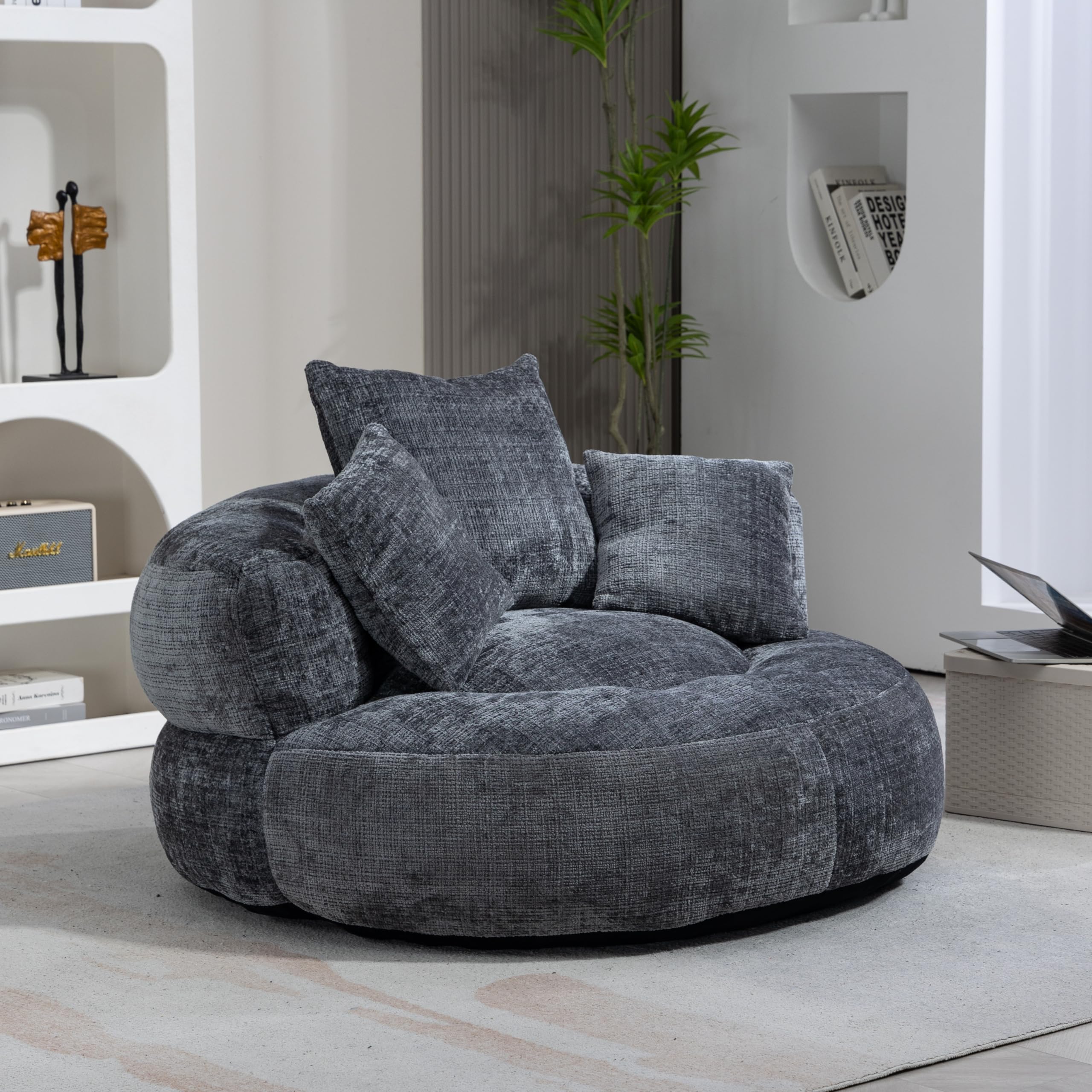 FammyLoft Bean Bag Sofa with Three Pillows for Adults & Kids, Grey