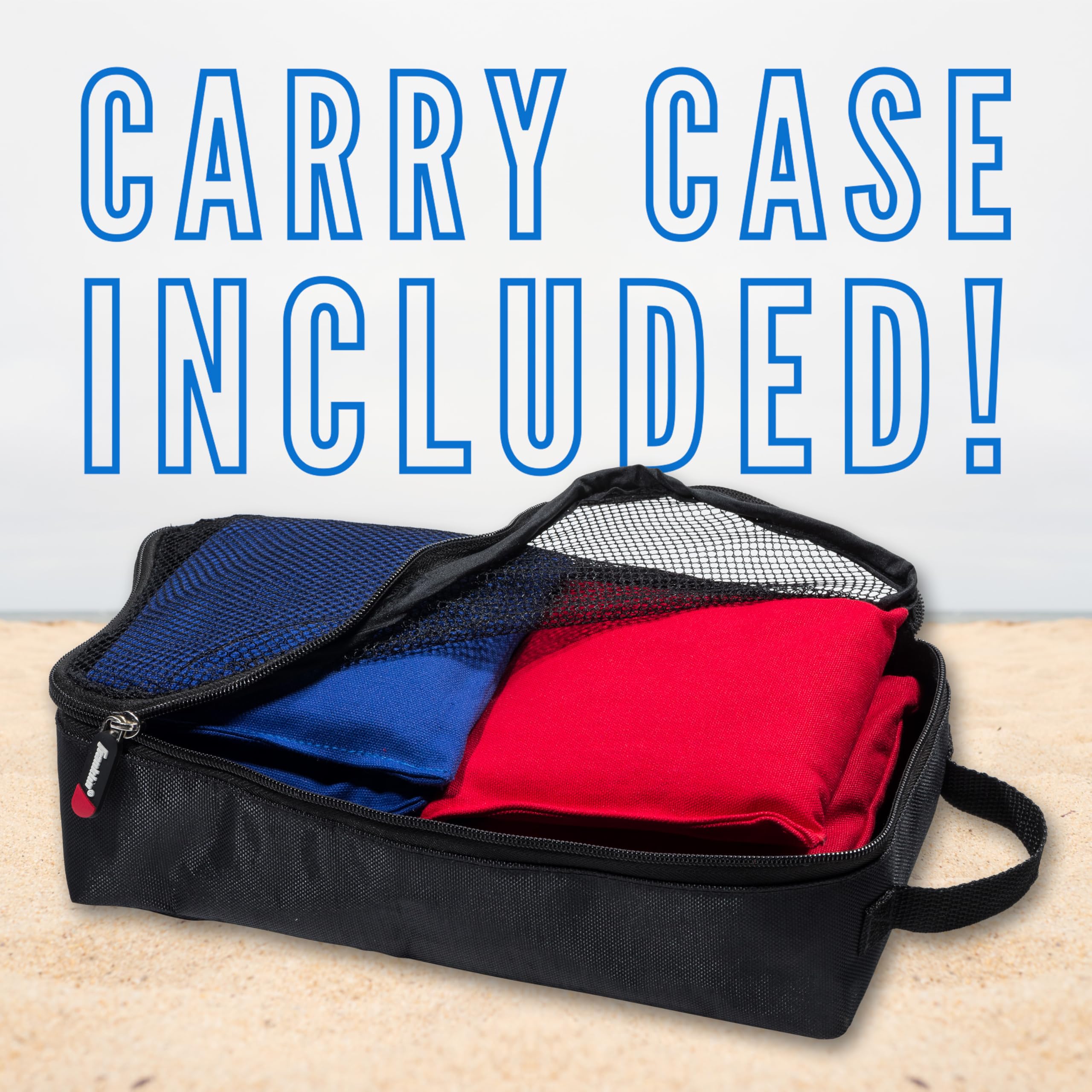 Franklin Sports Bolsas de Cornhole de tamaño Oficial – (8) Bolsas de Lona de Doble Costura Resistentes de 6 Pulgadas – Incluye Funda de Transporte