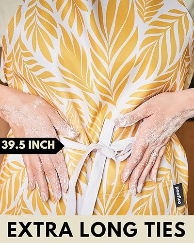 Miniatura 4 de Delantales impermeables ajustables de alta calidad para mujer con bolsillos, delantal de polialgodón lindo para cocina, cocinar y hornear