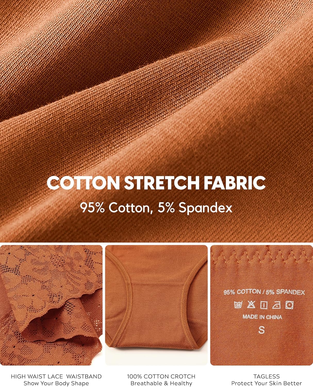 RHYFF Womens Underwear Cotton Lace Panties High Waist Panty Soft Breathable Ladies Hipster Full Coverage Briefs S-3XL - Image 6