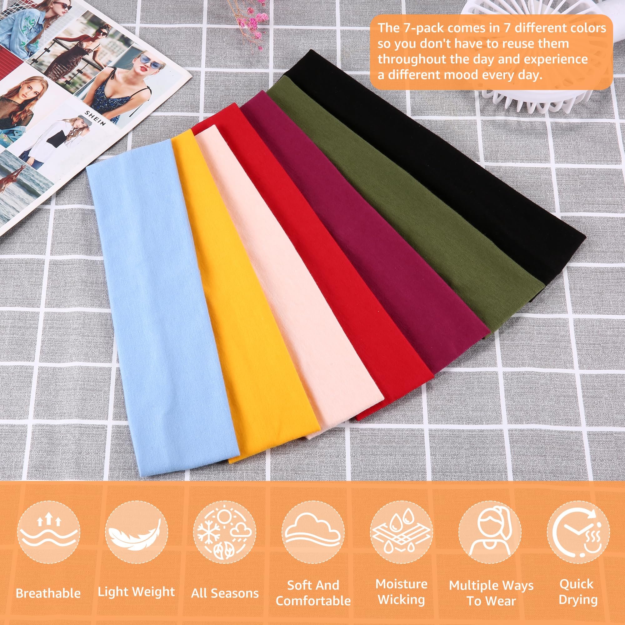 YONUF Brede hoofdbanden voor vrouwen extra grote hoofdband gedraaide knoop hoofdbanden voor vrouwen haarband tulband accessoires 6 Pack