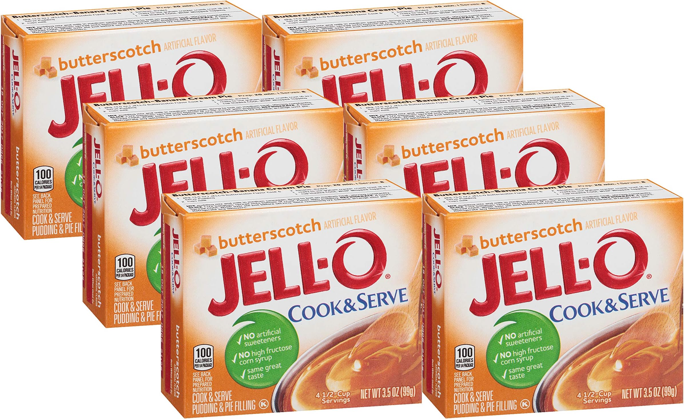 Cook & Serve Butterscotch Pudding & Pie Filling (3.5 oz Boxes, Pack of 6)