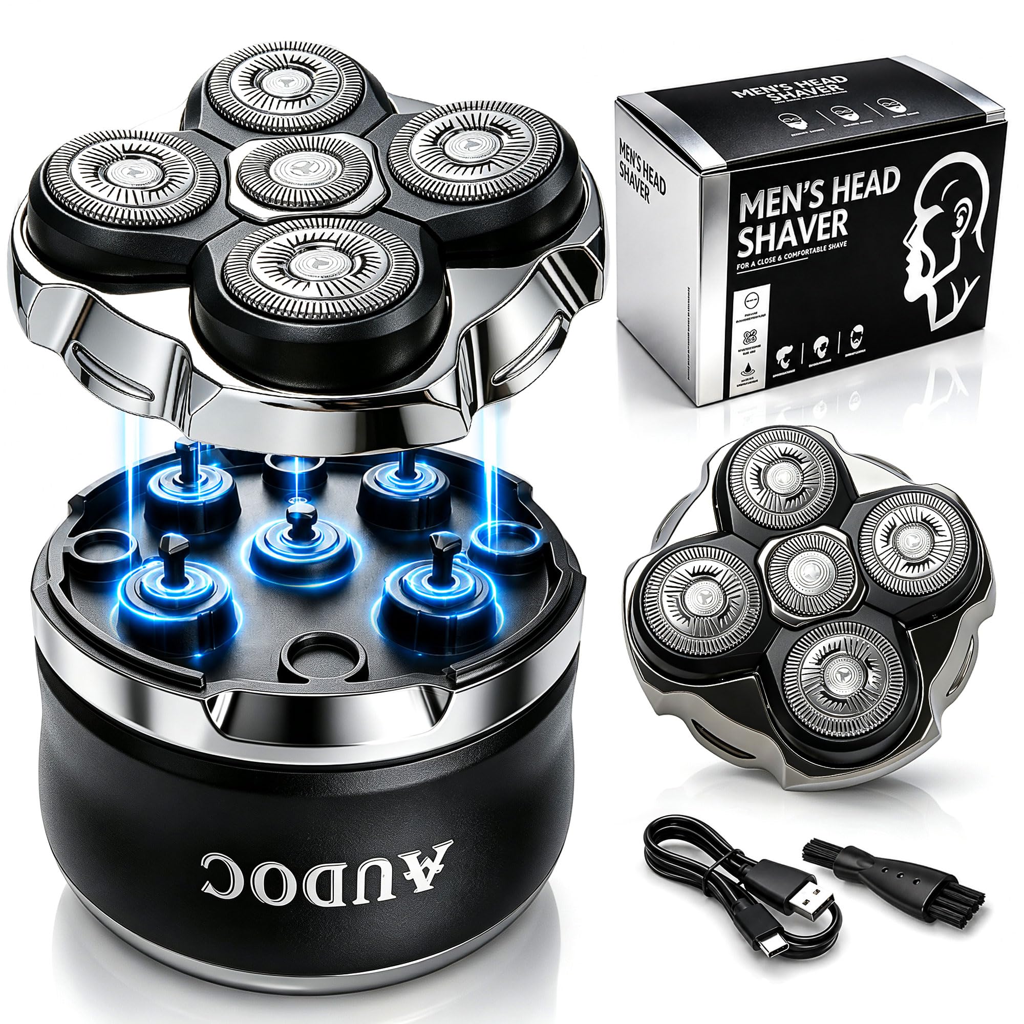 Head Shavers for Bald Men with 2 Magnetic Detachable Heads