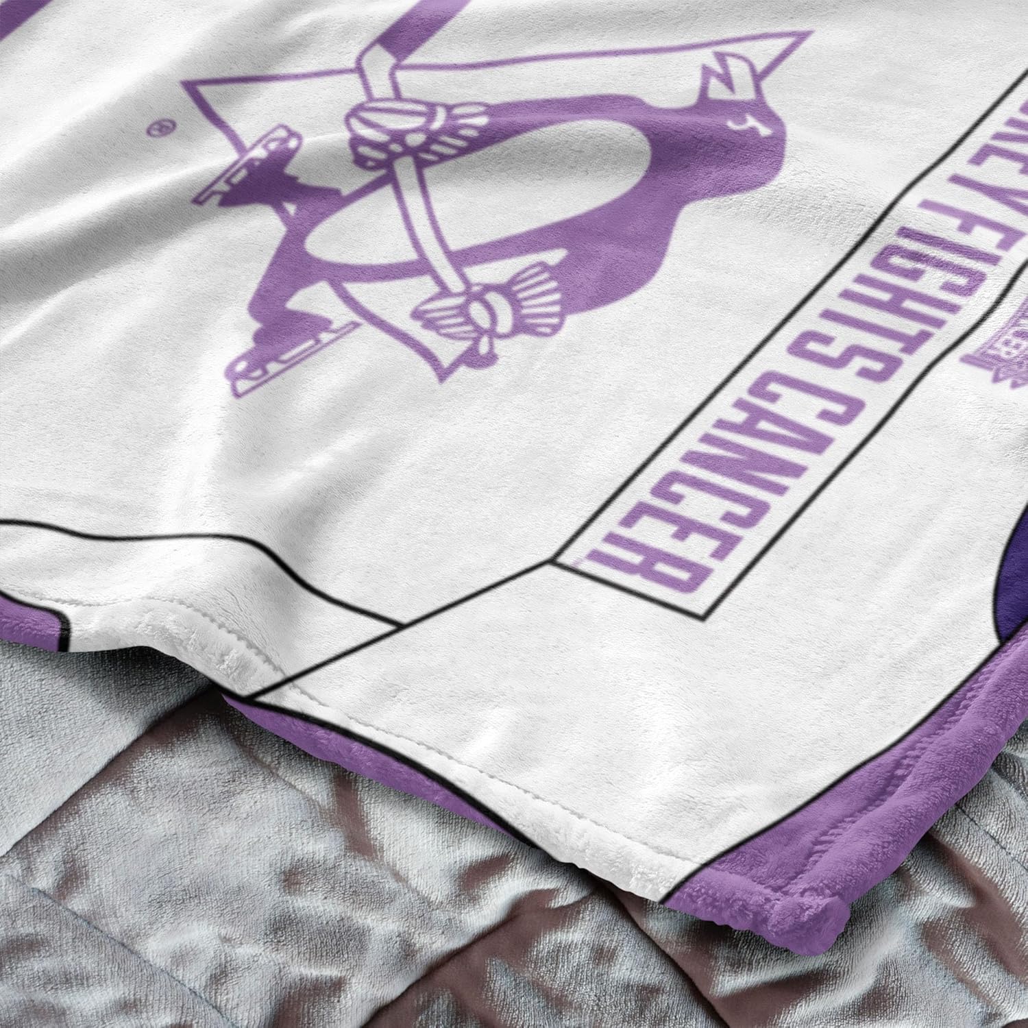 Northwest NHL Pittsburgh Penguins Silk Touch Throw Blanket, 50" x 60", Hockey Fights Cancer Jersey
