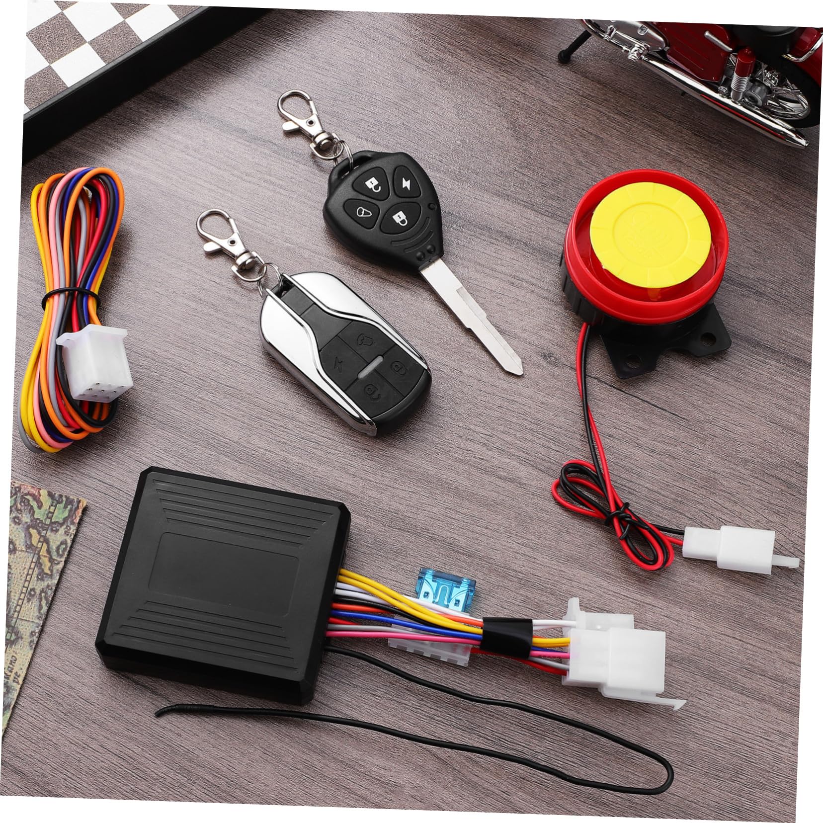 Allarme Antifurto Moto 315mhz in Abs, Set con Telecomando | Avvio Remoto, Localizzazione Veicolo, Batteria Inclusa, Nero, per Scooter e Motocicli