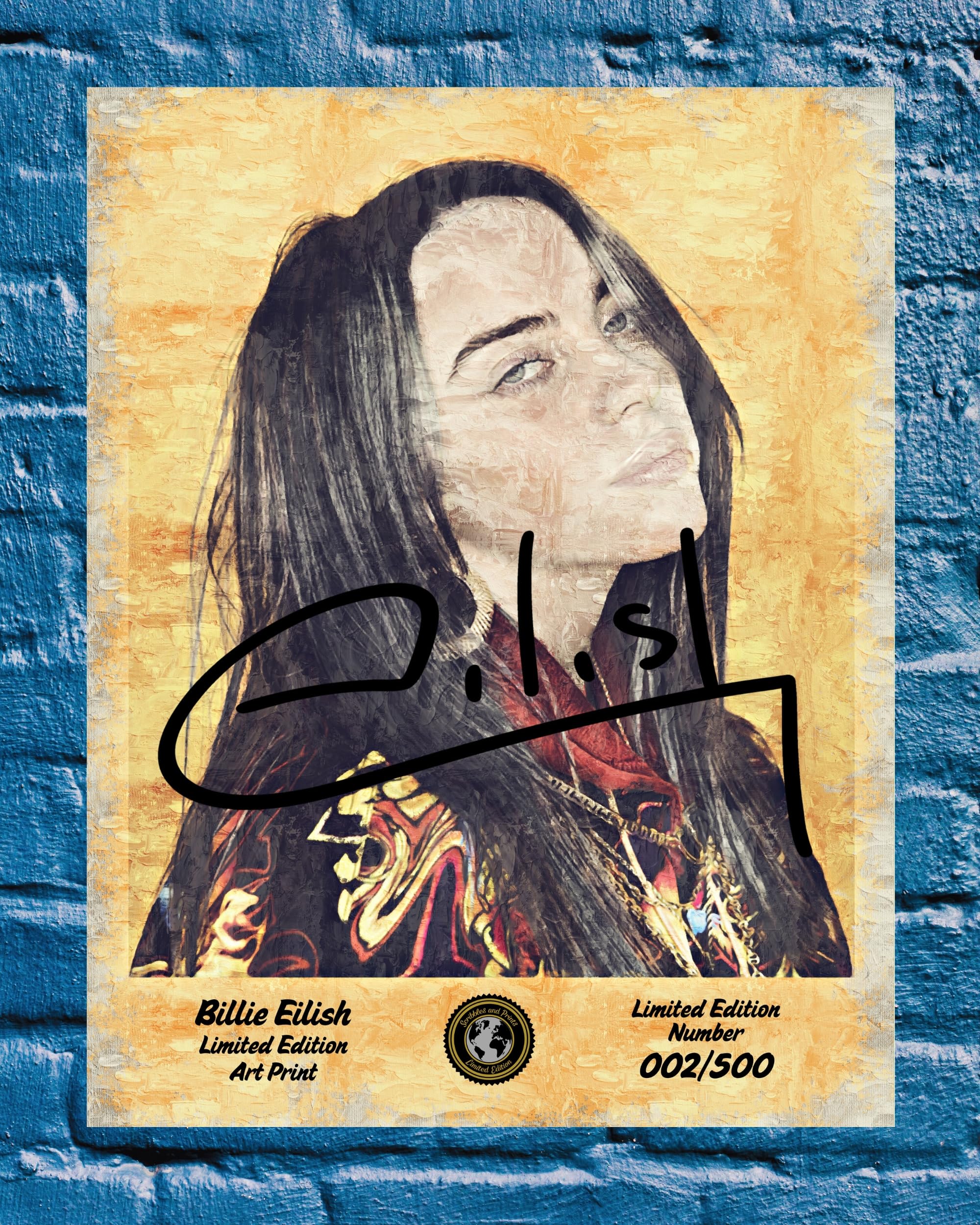 Havoc - Billie Eilish Limited Edition Signed Autograph Display Print - 8x6 Inches - Ready To Frame - V3 - Orange