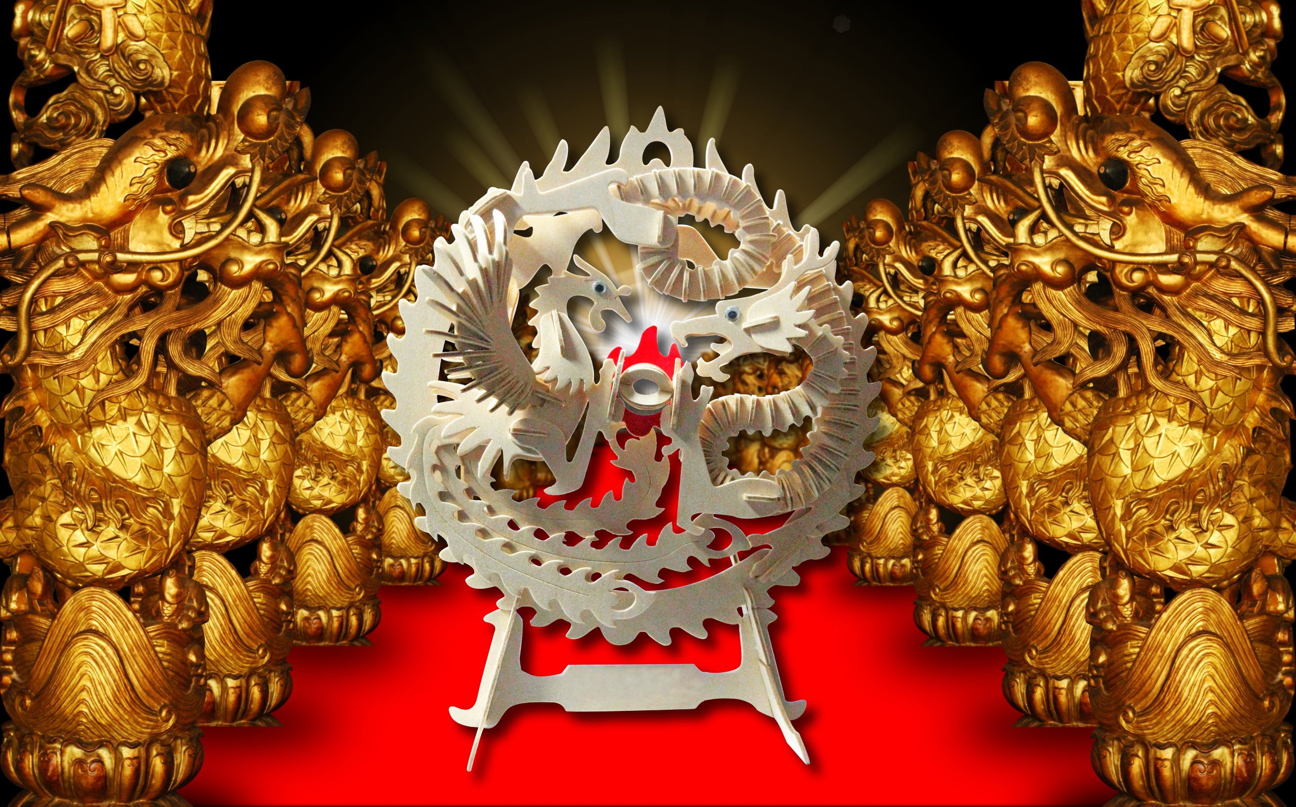 Puzzled Lucky Dragon Phoenix