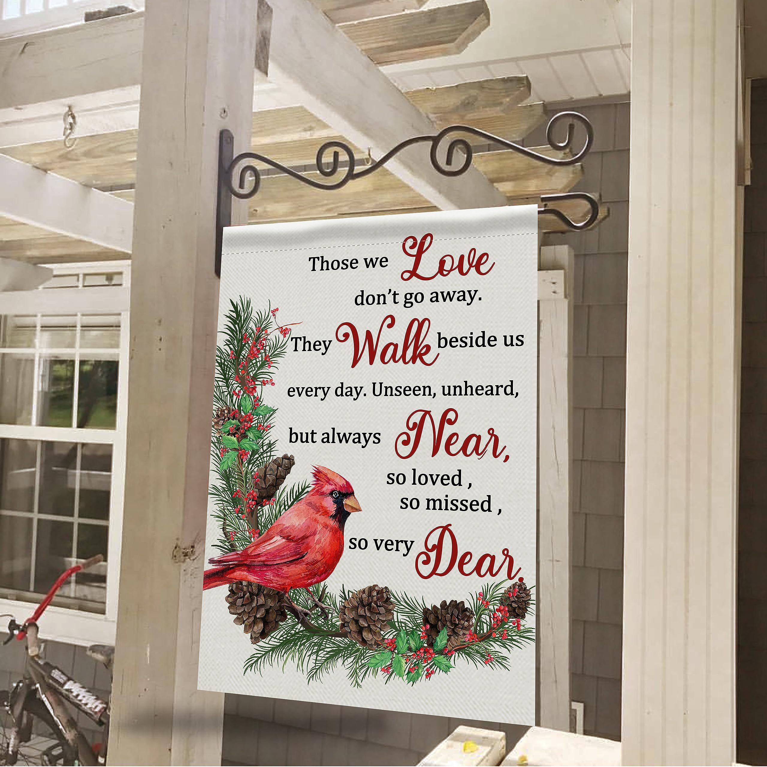 Furiaz The We Love Don't Go Away Cardinale Inspirational Citazione Piccola Bandiera Decorativa Giardino, Uccello Rosso Magnolia Fuori Fede