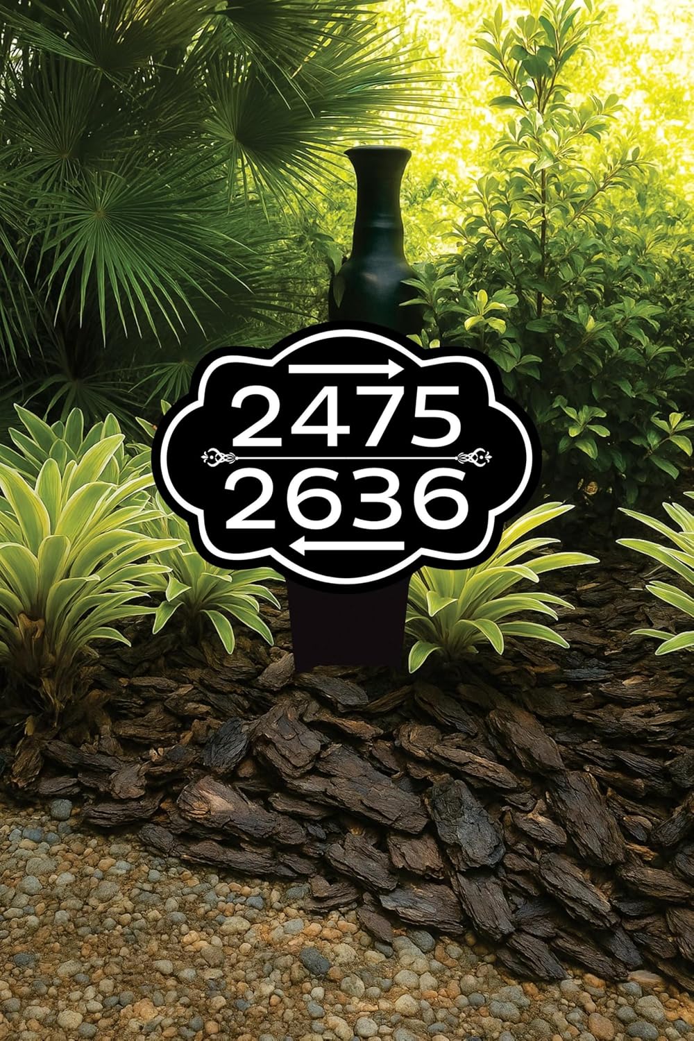 Custom House Numbers Yard Sign 10” x 14” - Rust-free Aluminum Directional Multiple Address Sign for Lawn, Arrows Sign with Integrated Stake