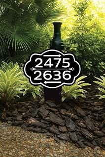 Custom House Numbers Yard Sign 10” x 14” - Rust-free Aluminum Directional Multiple Address Sign for Lawn, Arrows Sign with Integrated Stake