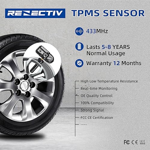 Miniatura 3 de RENECTIV Reemplazo del sensor TPMS para 2014-2022 RAM 1500 2500 3500 4500 5500 Jeep Chreokee Sistema de monitoreo de presión de neumáticos