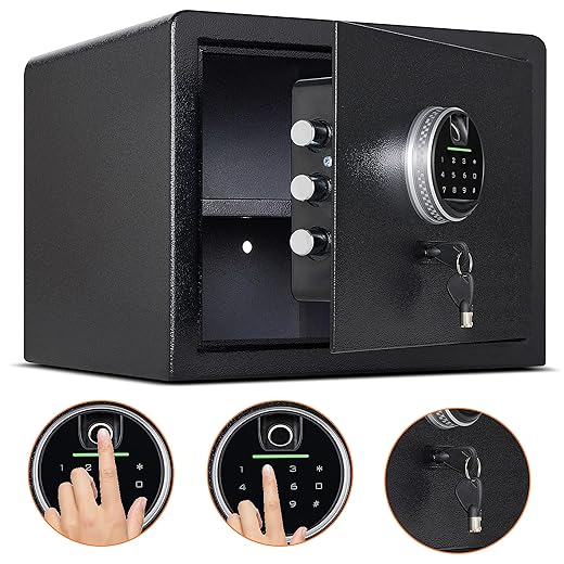 Hunter Good Biometric Security Home Safe, Fingerprint Digital Safe for Home Storage Cash, Jewelry and Valuables 1.2 Cubic Feet Safe Box